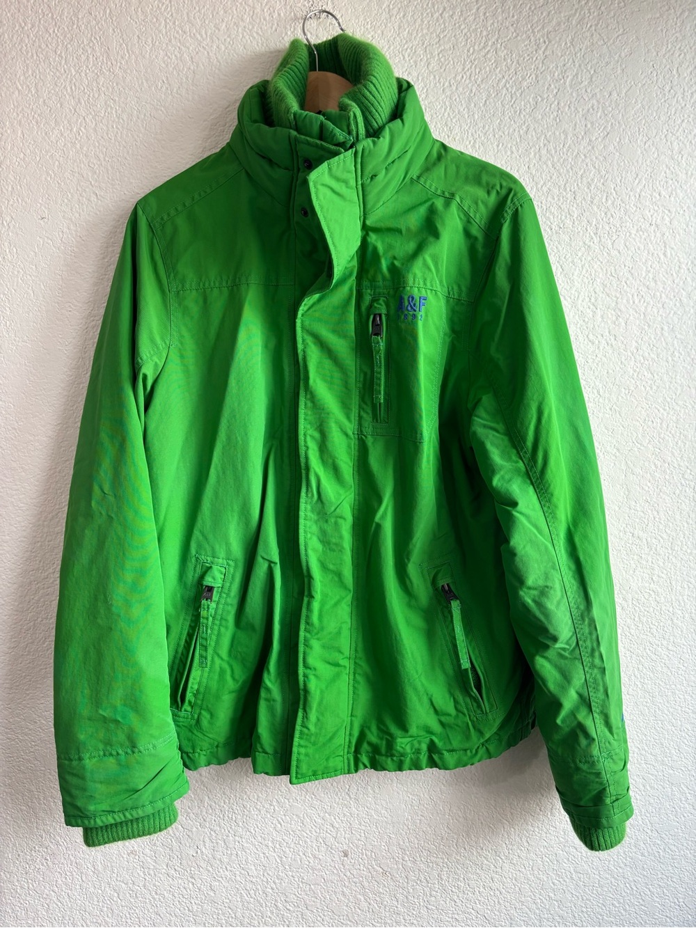 Y2K Abercrombie & Fitch Bright Green Puffer Jacket Mens Medium Gorpcore Winter